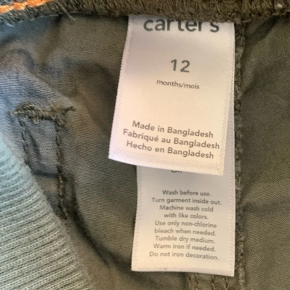 Carter’s Black Brown Gray Green Army Fatigue Pants Size 12mos